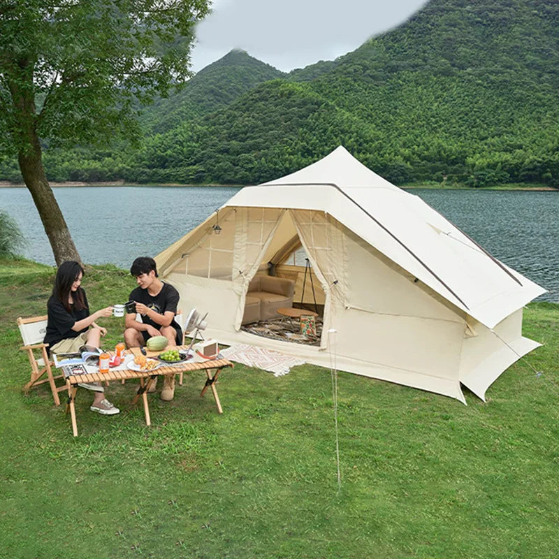 Tienda de campaña inflable de apertura rápida para acampar al aire libre para 5-8 personas, tienda de campaña gruesa a prueba de lluvia, tienda de campaña de algodón de gran espacio