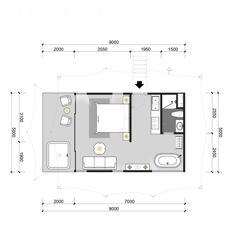 Casa modular de alta gama para vacaciones, área escénica, casa de madera, tienda de campaña, aislamiento, impermeable, a prueba de humedad