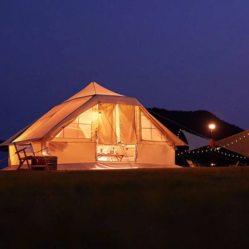 Tienda de campaña inflable de apertura rápida para acampar al aire libre para 5-8 personas, tienda de campaña gruesa a prueba de lluvia, tienda de campaña de algodón de gran espacio