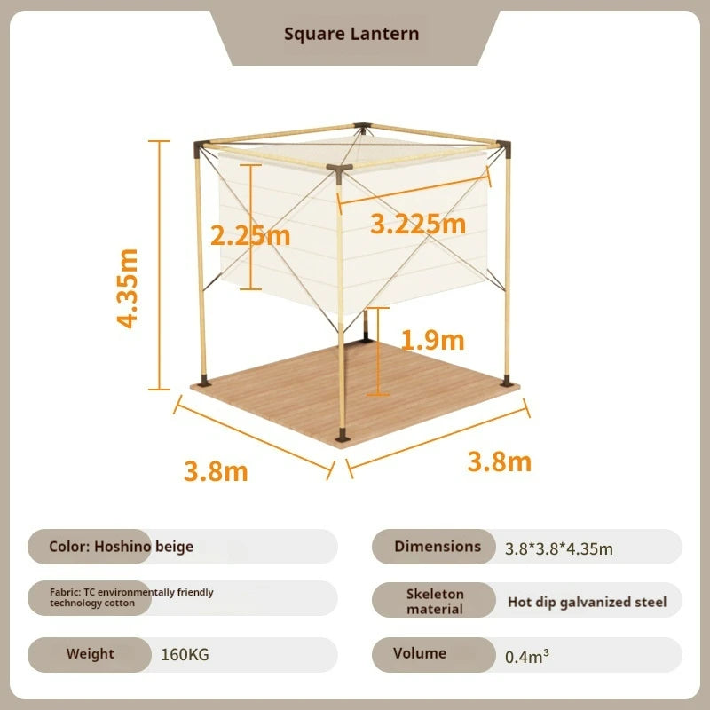 Square Lantern Tent Hotel Pyramid Sun High Quality Customizable Outdoor Camping Restaurant Pyramid Sunshade Canopy Party