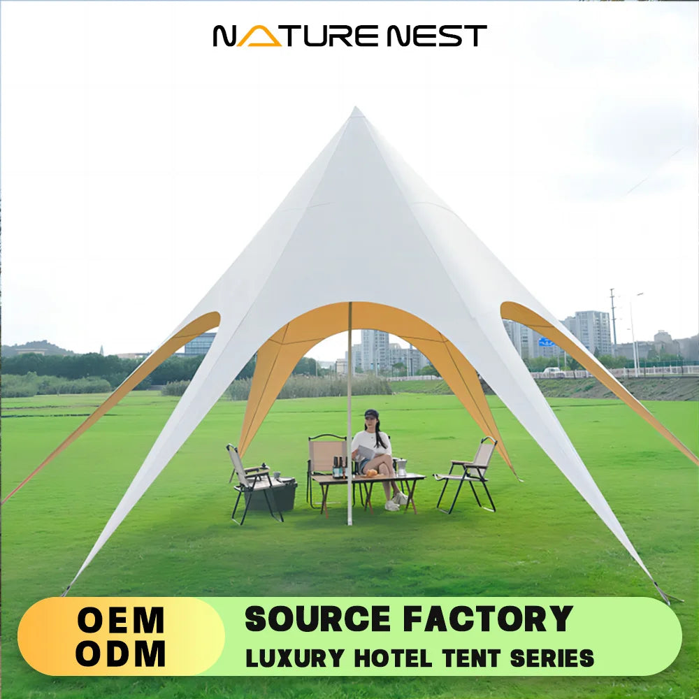 Star Canopy Tent For 4 Season 900D Oxford Cloth Tarp Water&Sun Protection Octopus Tent White Beach Awning Tarp Camping Glamping