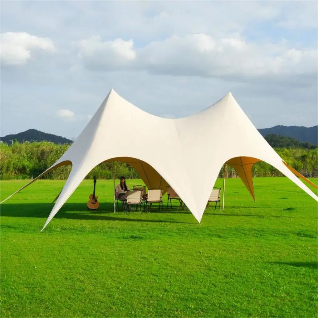 Star Canopy Tent For 4 Season 900D Oxford Cloth Tarp Water&Sun Protection Octopus Tent White Beach Awning Tarp Camping Glamping