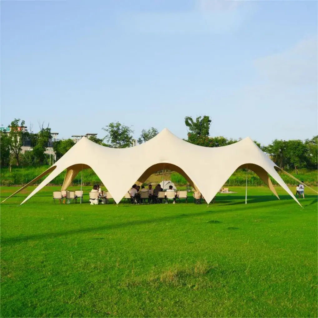 Star Canopy Tent For 4 Season 900D Oxford Cloth Tarp Water&Sun Protection Octopus Tent White Beach Awning Tarp Camping Glamping