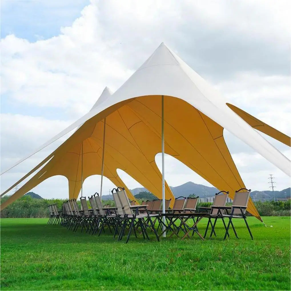 Star Canopy Tent For 4 Season 900D Oxford Cloth Tarp Water&Sun Protection Octopus Tent White Beach Awning Tarp Camping Glamping