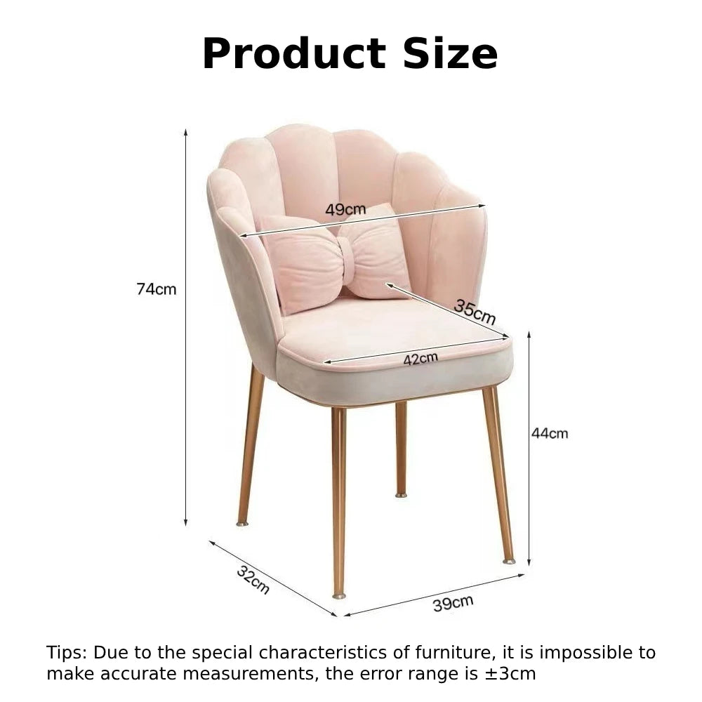 Vanity Chair Modern Dining Chair with Metal Legs for Dressing Room Lounge Nordic Comfortable Makeup Chairs Home Furniture