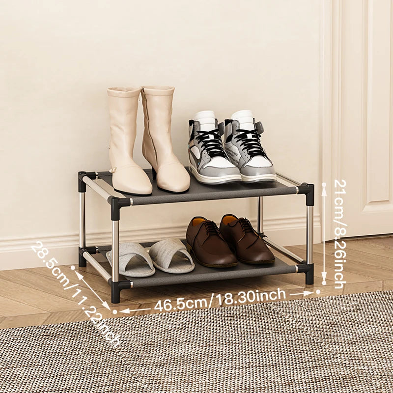 Étagère à chaussures tendance en métal simple, support de rangement pour chaussures, gain de place, étagère à chaussures noire pour salon