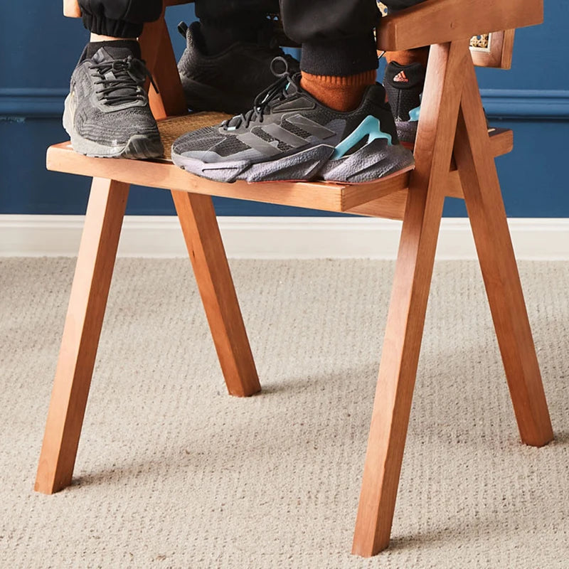 Sillas tejidas de ratán para alojamiento, hotel, uso doméstico, silla de comedor de madera maciza, respaldo con reposabrazos de troncos nórdicos, silla Chandigarh, madera de caucho