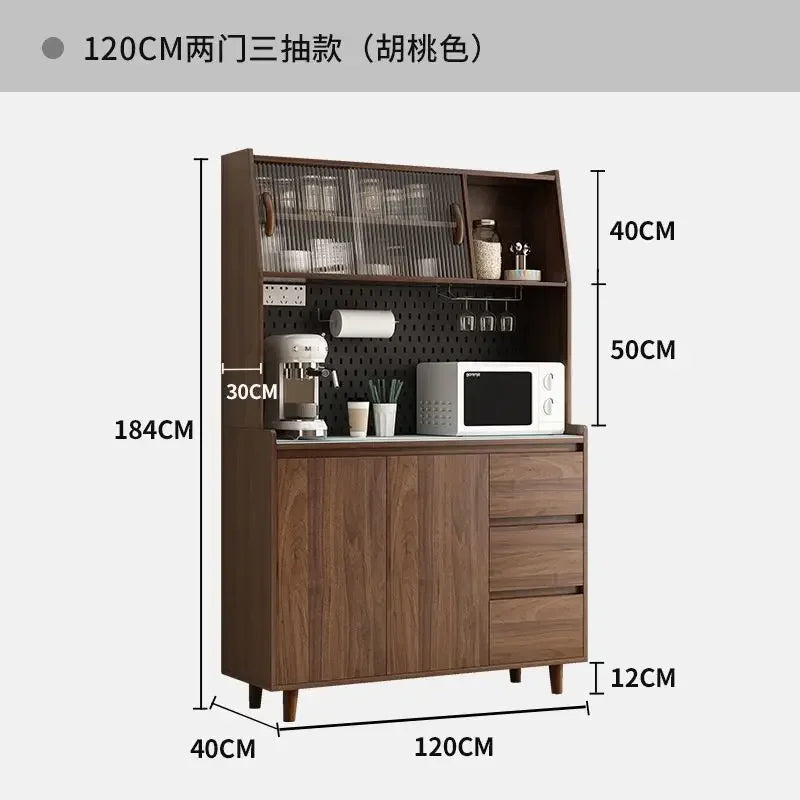 Armoires de cuisine Buffet en bois massif Table console Salon Vitrine Alacena Meubles de bar à café Salle à manger, Marron