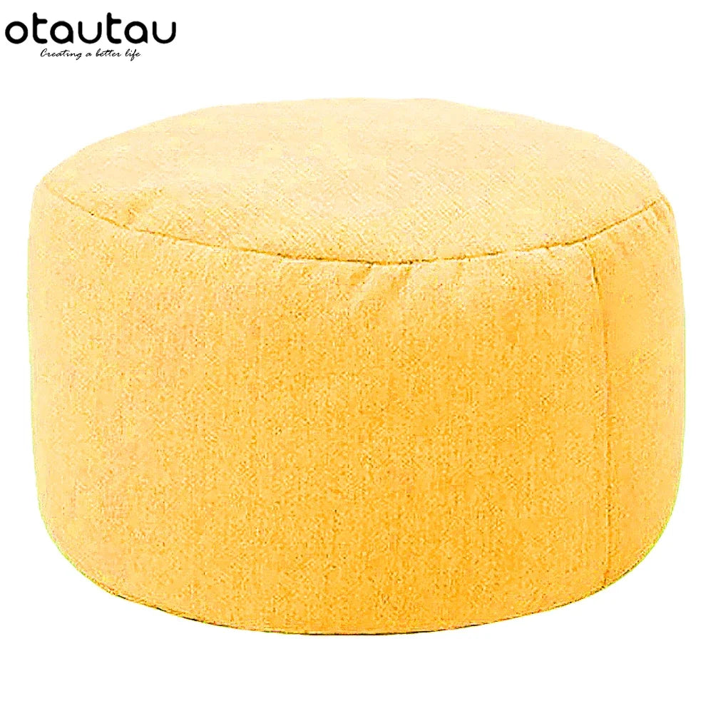 Pouf en lin OTAUTAU avec rembourrage Pouf Pouf Ottoman Repose-pieds Tatami Tabouret rond Futon Pouf Meubles de salon de détente