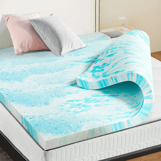 Surmatelas en mousse à mémoire de forme JHK de 2 à 3 pouces, housse de matelas rafraîchissante pour les maux de dos, surmatelas doux et respirant