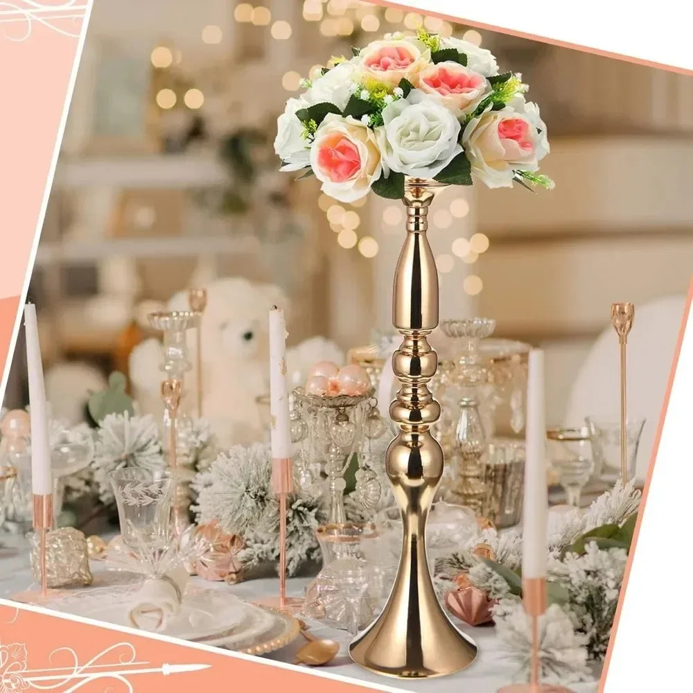 24 Pcs Metal Wedding Centerpiece Table Decoration Gold Flower Stand 20 Inch Tal Freight Free Home Decorations Vase Room Decor