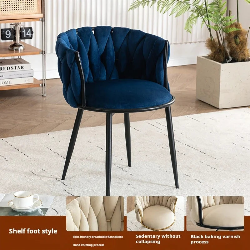 Velvet Nordic Armchair Dining Chair Living Room Relaxing Cafe Chair Luxury Design Vanity Stool Fauteuils De Salon Furniture