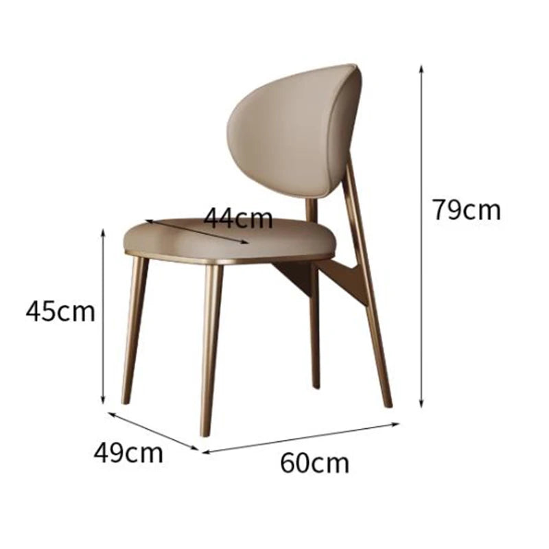 Leather Italian Design Dining Chairs Kitchen Modern Luxury Bedroom Dining Chairs Metal Living Room Home Furniture Cadeira LLDC