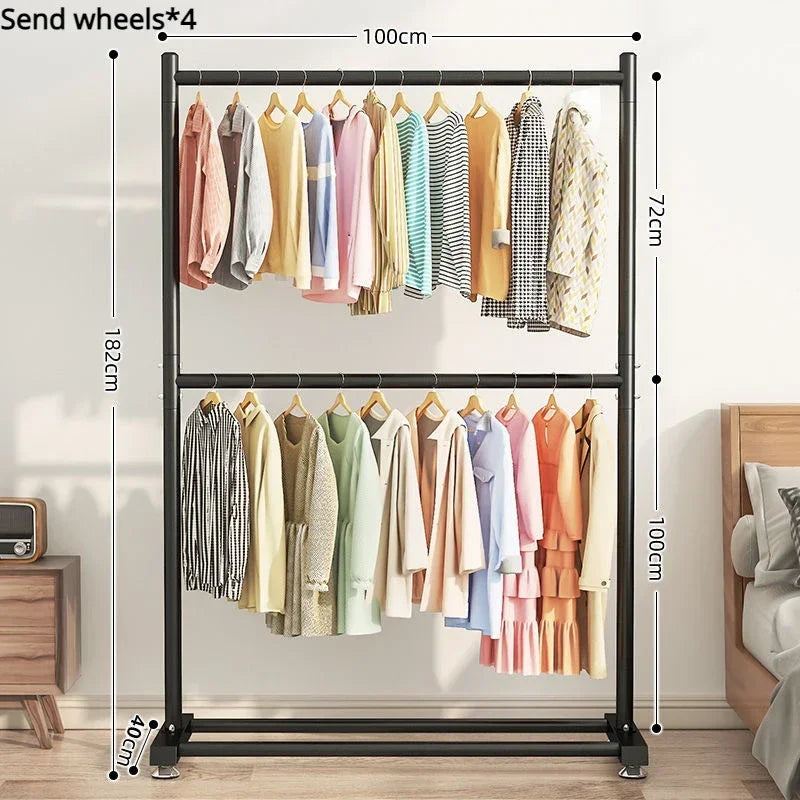 Simple Rolling Clothes Rack Floor Hanger Living Room Coat Racks For Home Entrance Furniture Hall Save Clothes Rack Hangers Coats