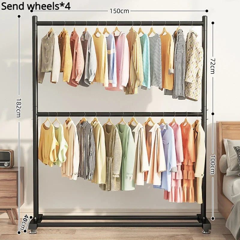 Simple Rolling Clothes Rack Floor Hanger Living Room Coat Racks For Home Entrance Furniture Hall Save Clothes Rack Hangers Coats