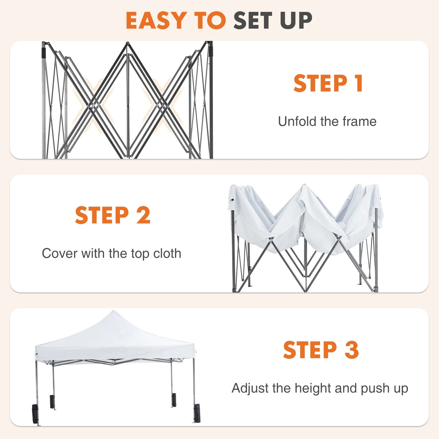 JHK - Carpa plegable para exteriores de 10 x 10 pies, fácil instalación, sombra instantánea, portátil, con bolsas de arena para acampar