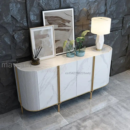 Storage Wooden Space-Saving Furniture Floor Stand Kitchen Cabinet Buffet Cabinet For Family Customized Rock Board Sideboards