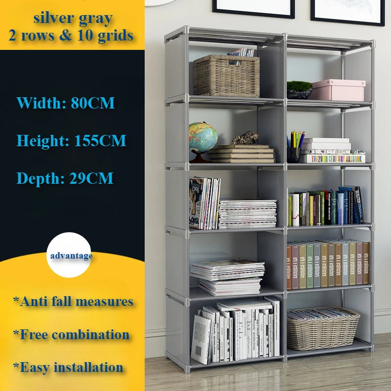 Bookshelf Storage Rack Simple Bookshelf Debris Storages Shelf Multi-layer Book Closet Organizer Bedroom Easy Assembly Bookcase