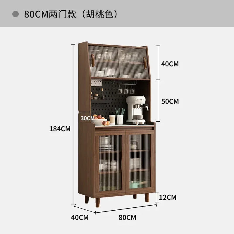 Armoires de cuisine Buffet en bois massif Table console Salon Vitrine Alacena Meubles de bar à café Salle à manger, Marron