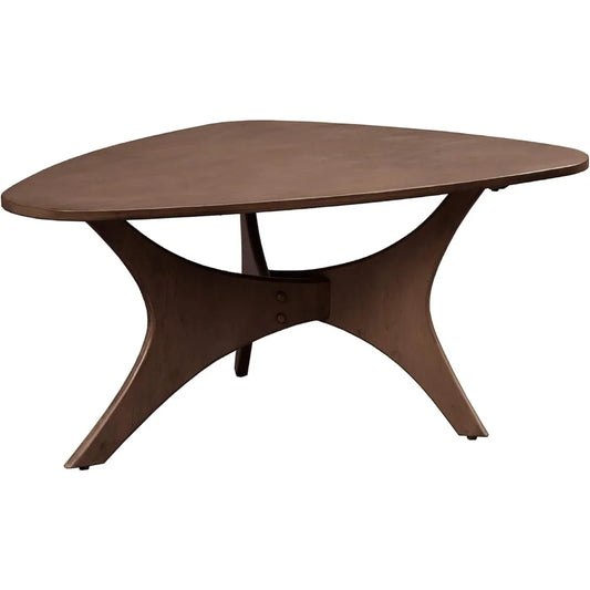 Blaze Triangle Wood Coffee Table Plywood with Wood Veneer Legs, Mid-Century Modern, Easy Assembly, Accent Furniture