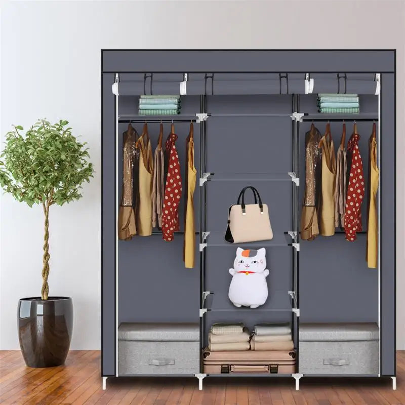 Armoire de rangement portable anti-poussière et étanche, étagère de rangement pour vêtements en tissu non tissé, meubles de chambre à coucher