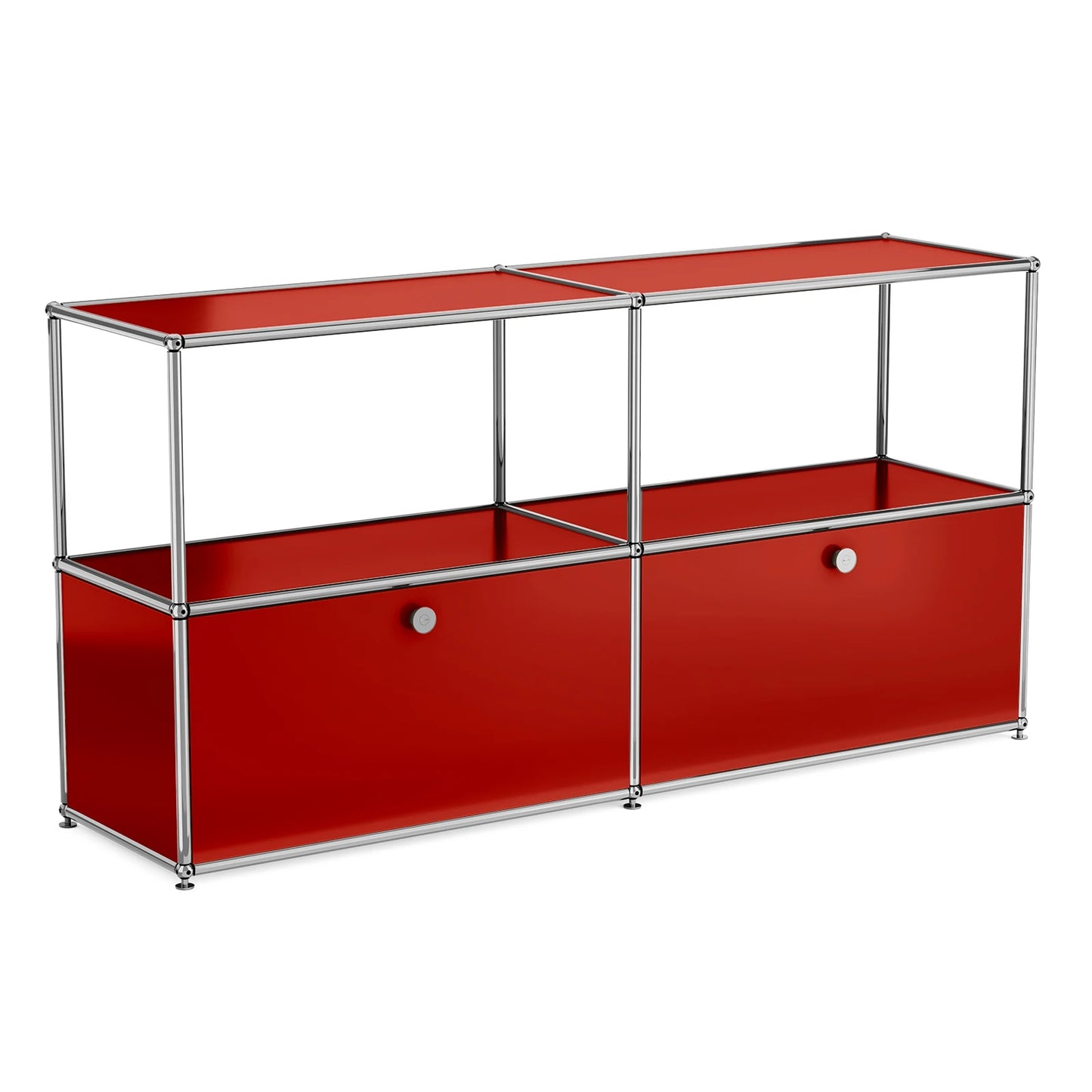 Aparador de almacenamiento rojo, gabinete Haller, estante de almacenamiento, muebles modulares, tablero de metal de acero inoxidable, gabinete de sala de estar