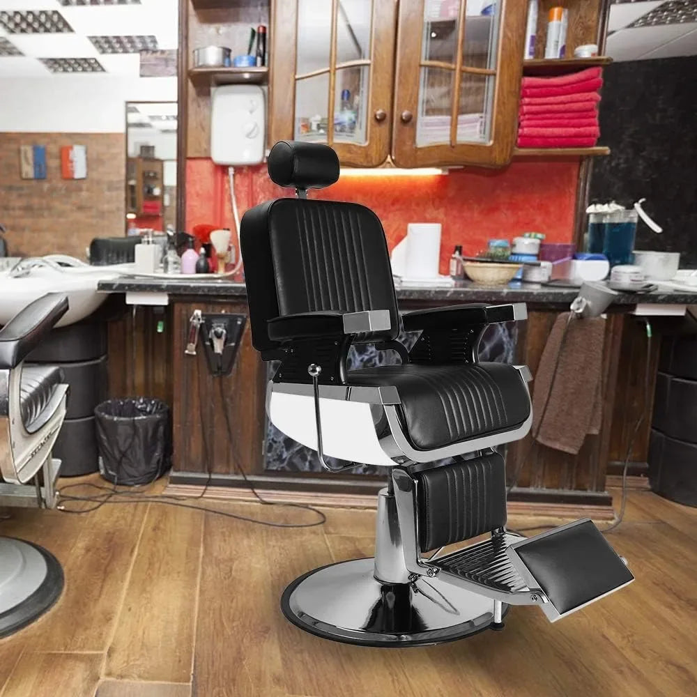 Silla de barbero reclinable de alta resistencia con reposacabezas y giro de 360 ​​grados, silla de spa de salón para estilistas