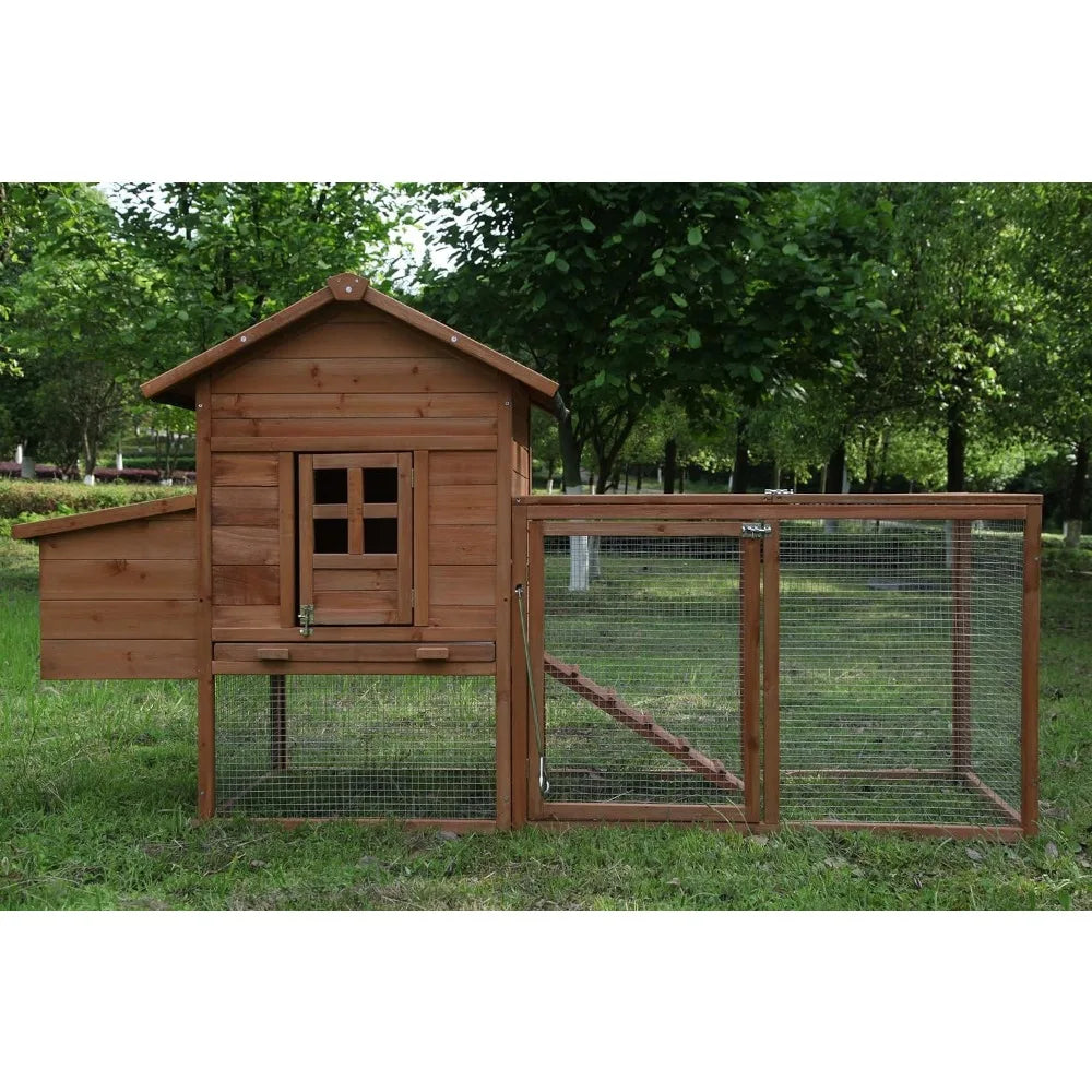 Poulailler en bois résistant aux intempéries pour l'extérieur de 80 pouces, nichoir pour poules, volailles, animaux domestiques, cage de jardin, arrière-cour (poulailler)