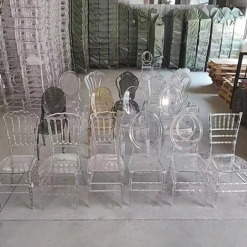 Chaises de mariage de fête Chaises d'église simples en plastique transparent pour événement Chaise de jeu Chaise de salle à manger Banquet Sillas Meubles d'hôtel pour la maison