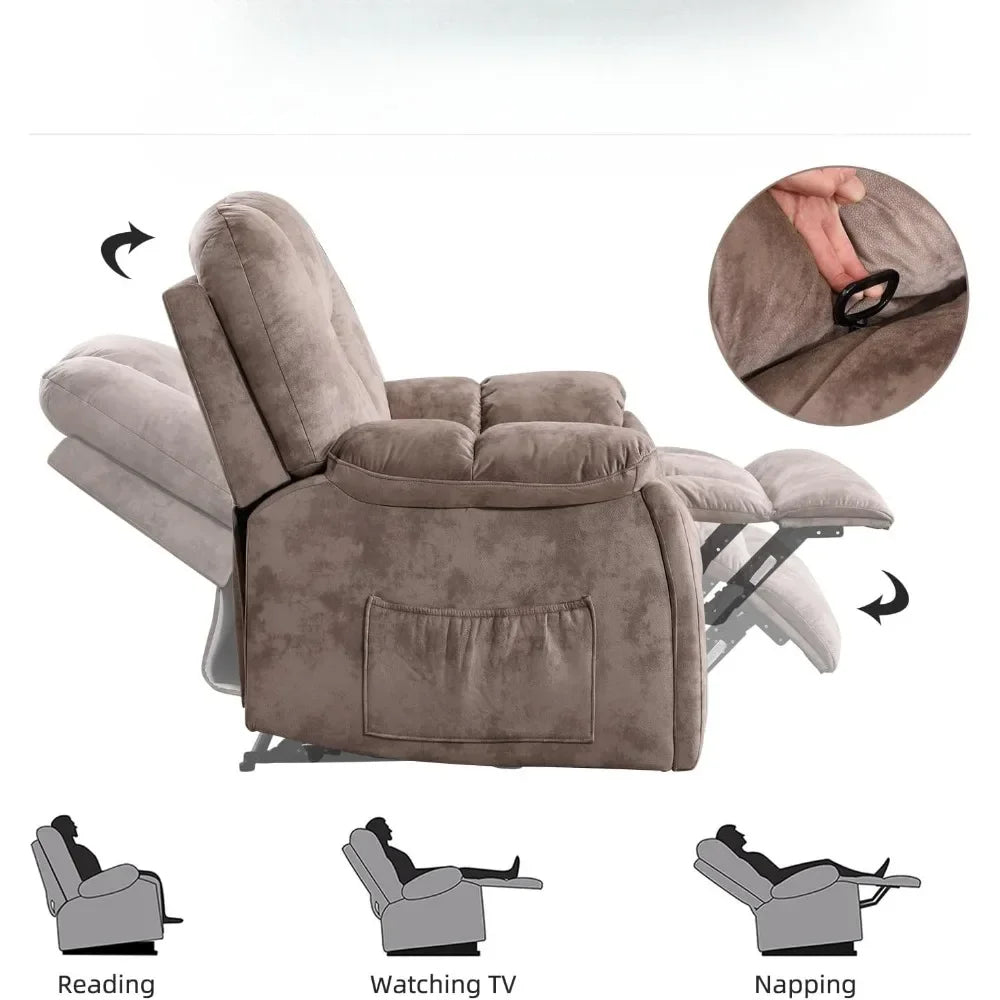 Ensemble de meubles de canapé inclinable 3 pièces, fauteuil inclinable manuel avec massage et chaleur, fauteuil inclinable et canapé 3 places pour le salon