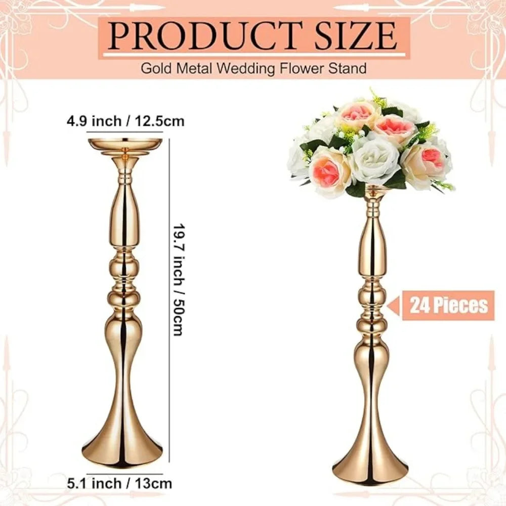 24 Pcs Metal Wedding Centerpiece Table Decoration Gold Flower Stand 20 Inch Tal Freight Free Home Decorations Vase Room Decor