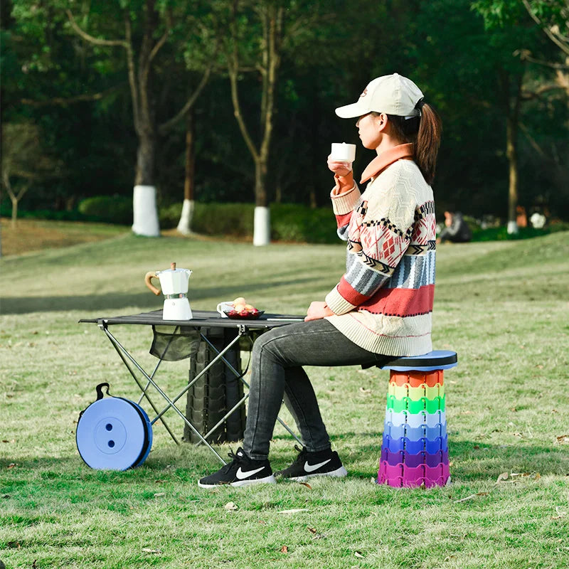 GIANXI Tabouret télescopique pliable portable en plastique léger pour le métro et la pêche en camping en plein air avec sac de transport