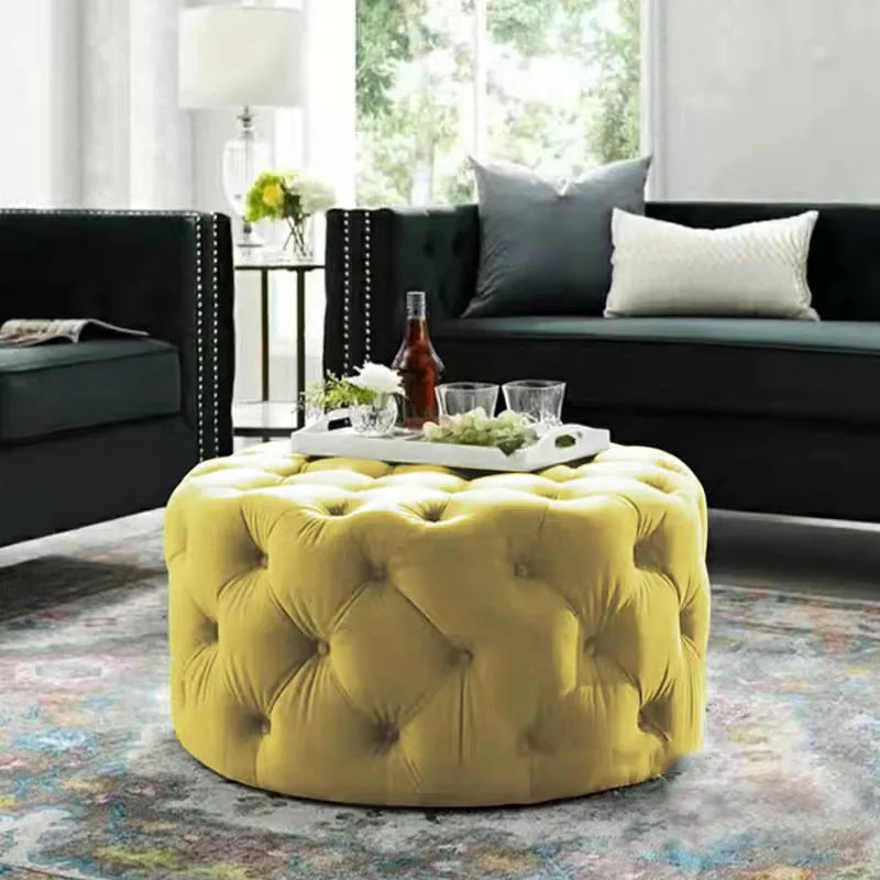 Pouf rond en velours de luxe pour salon, chambre à coucher, meuble de sol moderne, magasin de vêtements, tabouret à langer doux B