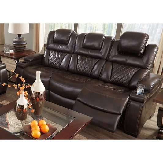 Warnerton Faux Leather Power Reclining Sofa with Adjustable Headrest living room furniture