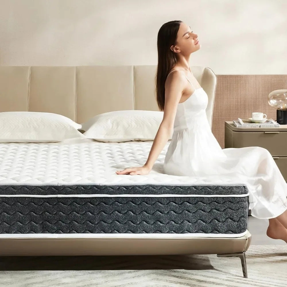 Matelas hybride King Mattress 14 pouces dans une boîte avec mousse à mémoire de forme en gel, ressorts ensachés emballés individuellement