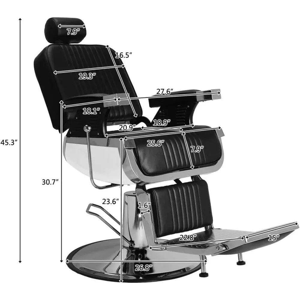 Silla de barbero reclinable de alta resistencia con reposacabezas y giro de 360 ​​grados, silla de spa de salón para estilistas