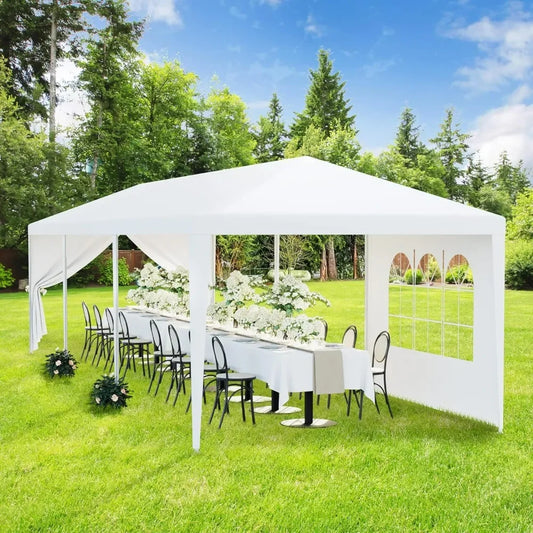 Auvent extérieur Tente Patio Camping Gazebo Abri Pavillon 10'x30' Traiteur Fête Mariage Barbecue Événements Tente Parois latérales amovibles