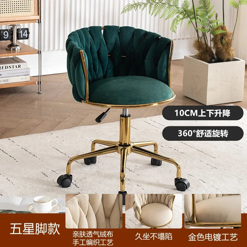 Velvet Nordic Armchair Dining Chair Living Room Relaxing Cafe Chair Luxury Design Vanity Stool Fauteuils De Salon Furniture