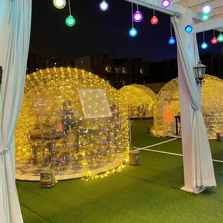 Tienda de campaña inflable de PVC de alta calidad con burbujas de coco, para acampar, glamping, casa cápsula, hotel, con forma de concha sellada, inflable y hermética