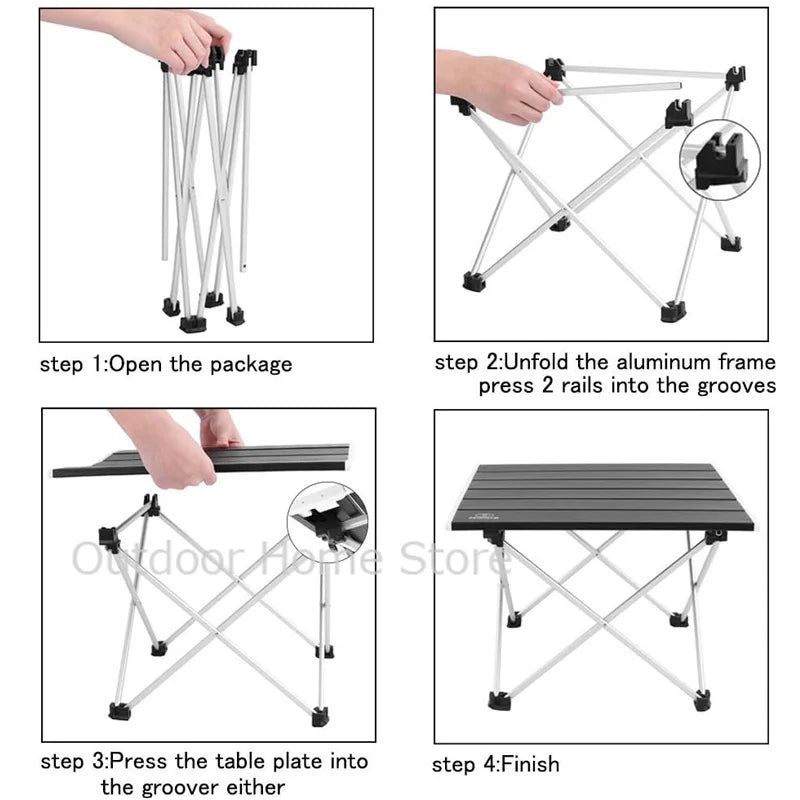 Table pliante portable d'extérieur Table à roulettes légère en aluminium Table de pique-nique pliable Bureau de camping Barbecue Mobilier d'extérieur