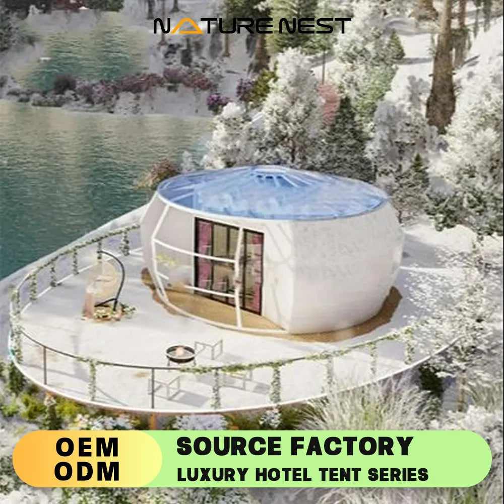 Donut Glamping Pod Eco Dome House 1100g/m² PVDF Restaurant de luxe en plein air à la citrouille et à l'escargot Capsule spatiale dans le désert Resorts de luxe