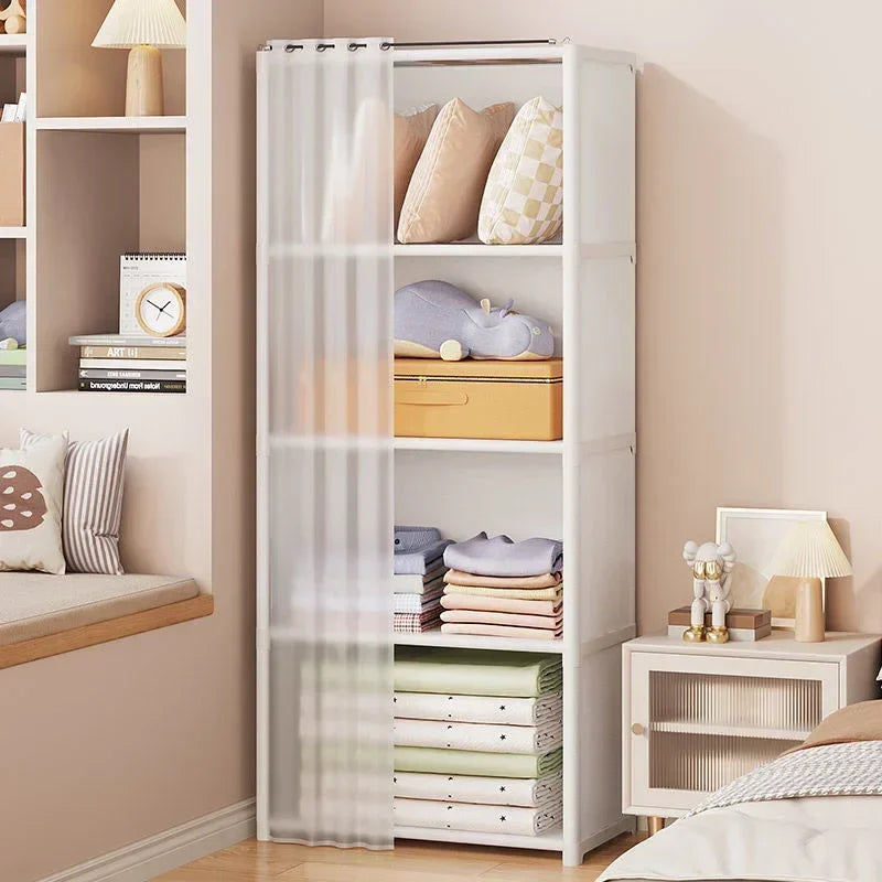 Bookshelves Dust-proof Bookshelf Organizer Storage Rack with Curtains Storage Cabinet Multi-layer Assembly Closet Organizer