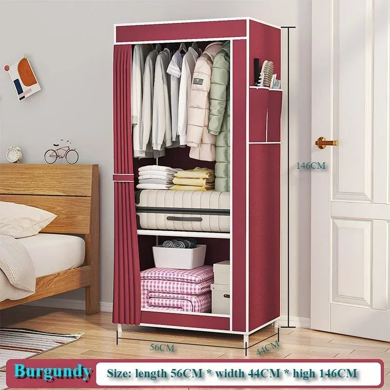 Dustproof Wardrobe Simple Portable Storage Cabinet Household Bedroom Large Capacity Wardrobes Removable Adult Closet Organizer