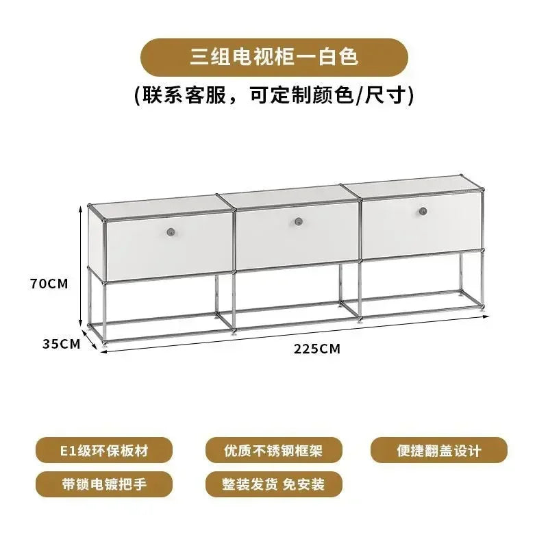 Meuble TV en acier inoxydable Usm Mid-Ancient Rangement Combinaison de plusieurs couleurs Buffet Armoire Commode de salon