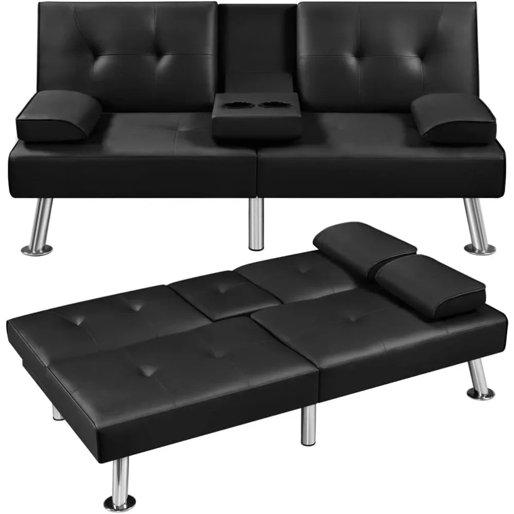 Sofa Bed Adjustmentsofa Double-sided Doublesofa Folding Sofa Bed Guestbed,cupholder,Bed Modern Artificial Leather Lounge Chair