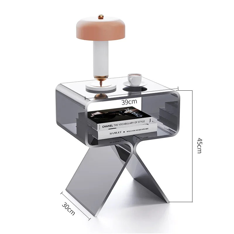 Mesa auxiliar de sofá transparente de acrílico, mesas de sala de estar, mesa de centro para el hogar, mesita de noche moderna, muebles de esquina de diseño