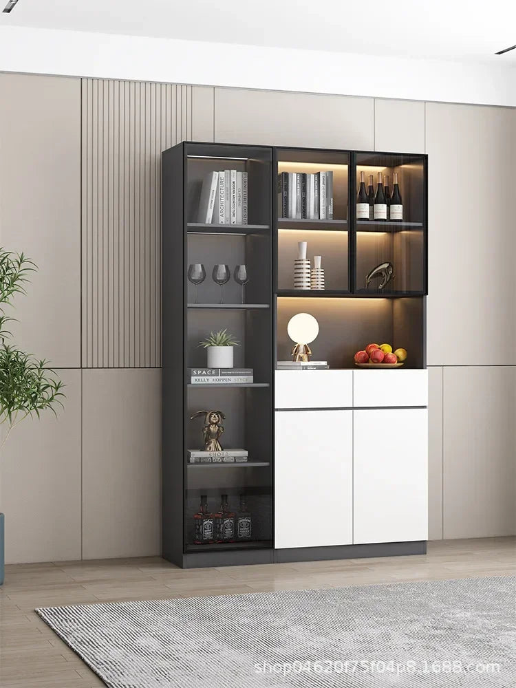 Grande armoire de cuisine, buffet, armoire de rangement de cuisine moderne, bar à vin, bar à café, armoire avec support à micro-ondes, îlots de buffet