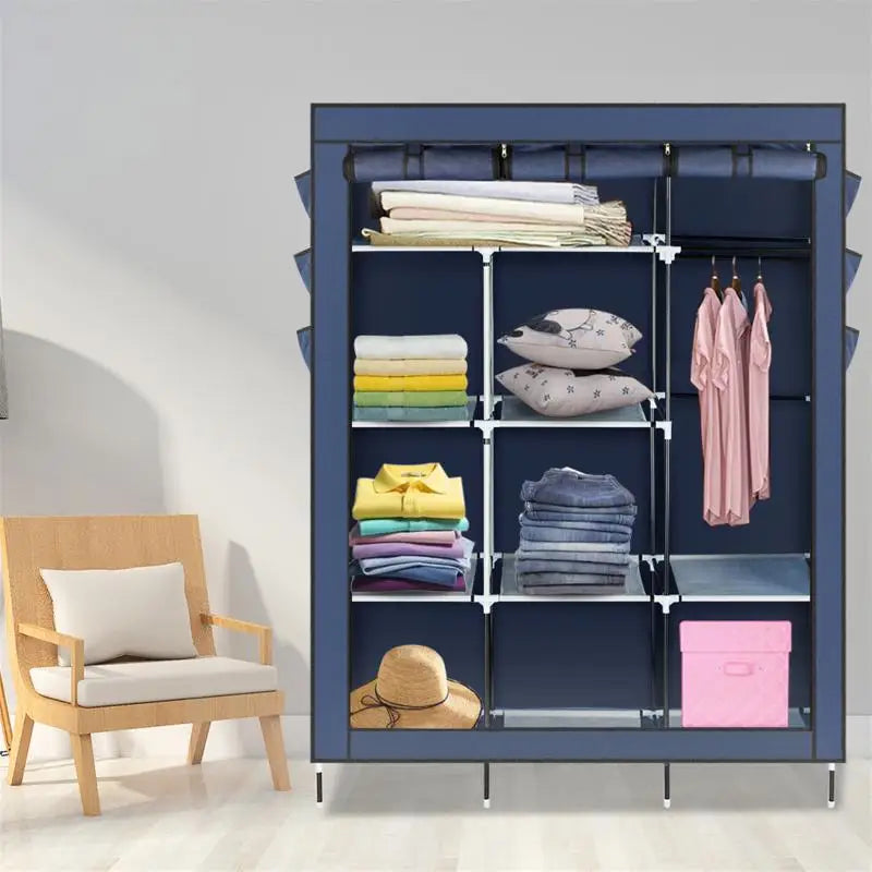 Armoire de rangement portable anti-poussière et étanche, étagère de rangement pour vêtements en tissu non tissé, meubles de chambre à coucher