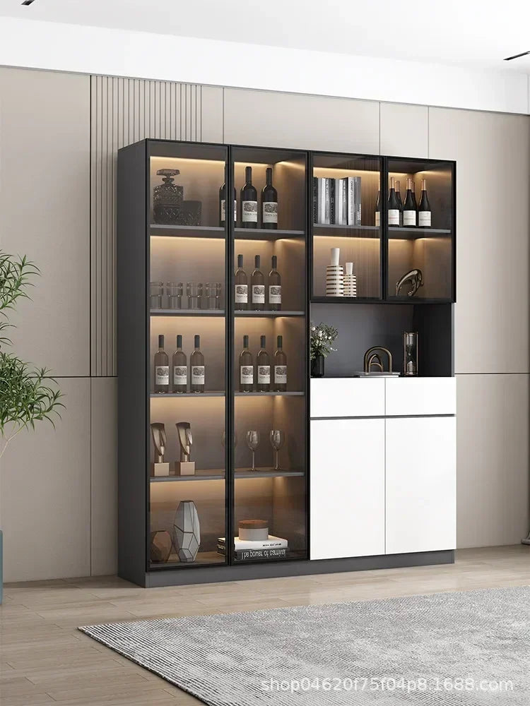 Grande armoire de cuisine, buffet, armoire de rangement de cuisine moderne, bar à vin, bar à café, armoire avec support à micro-ondes, îlots de buffet