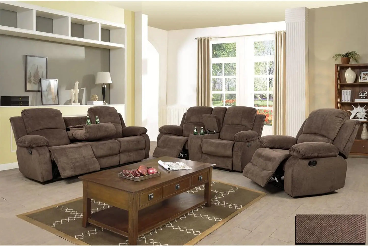 Reclining Sofas Set 3 Pieces Living Room Furniture Sets Leather Recliner Sofa Set Loveseat Chair Furniture Sofa Set